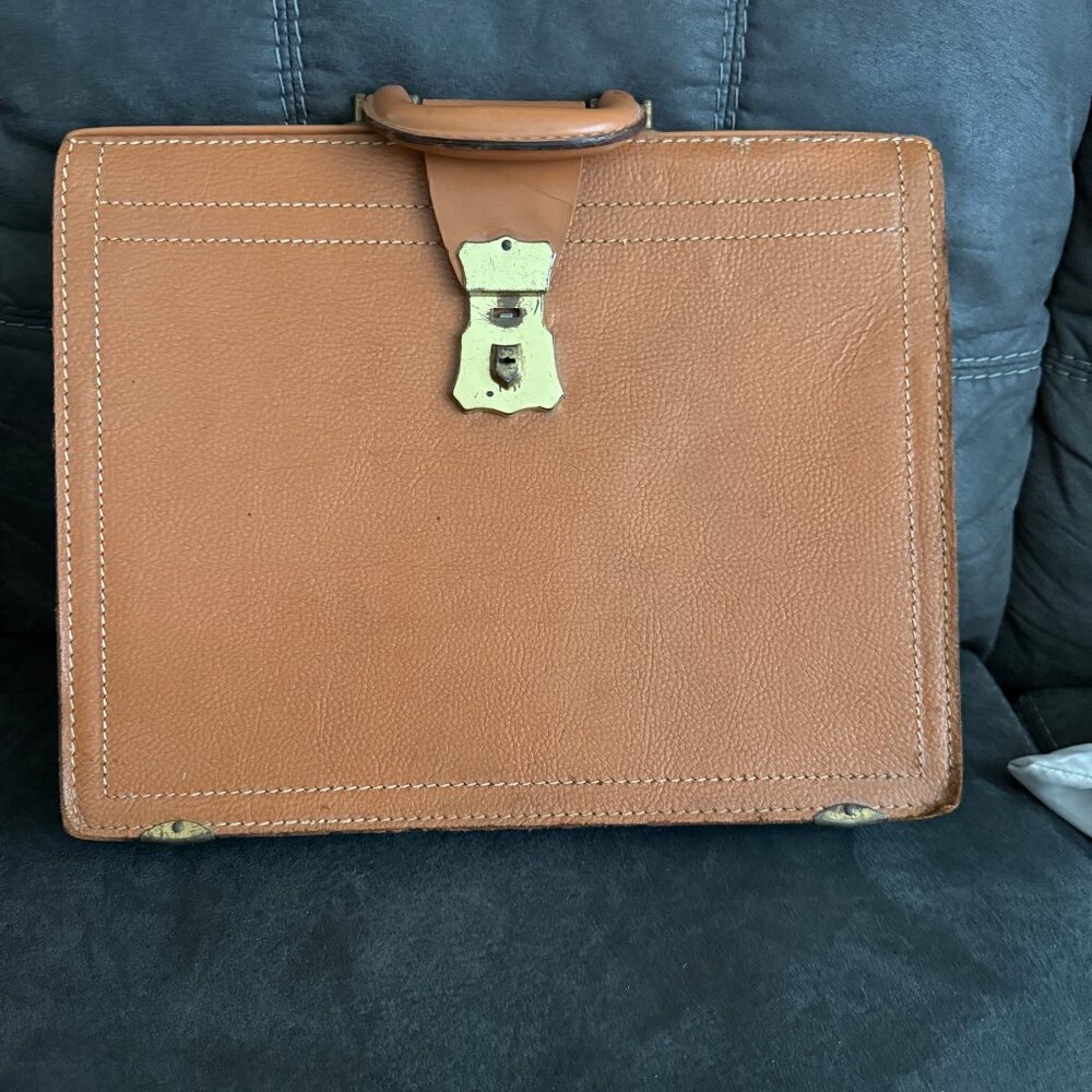Rexbilt Vintage Split Cowhide Leather Brief Bag Stay-Open Frame
